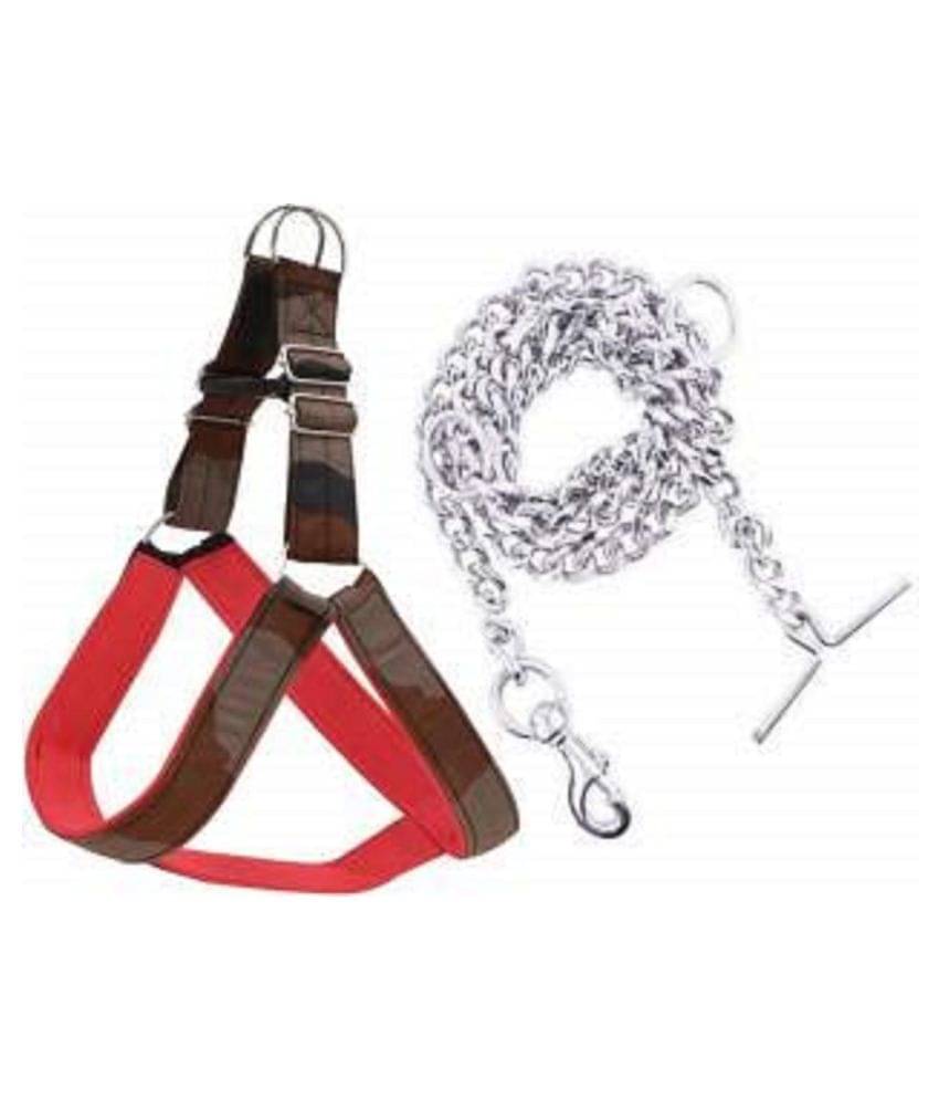     			smart doggie designer military design chest belt for small dog with dog chain for small dog