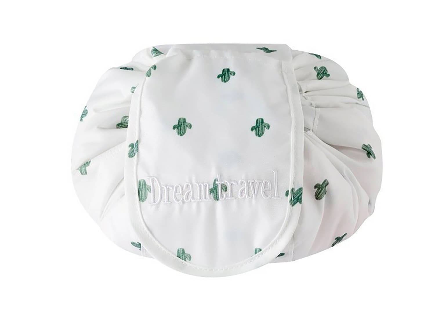     			House Of Quirk White Polyester Lazy Cosmetic Bag Drawstring