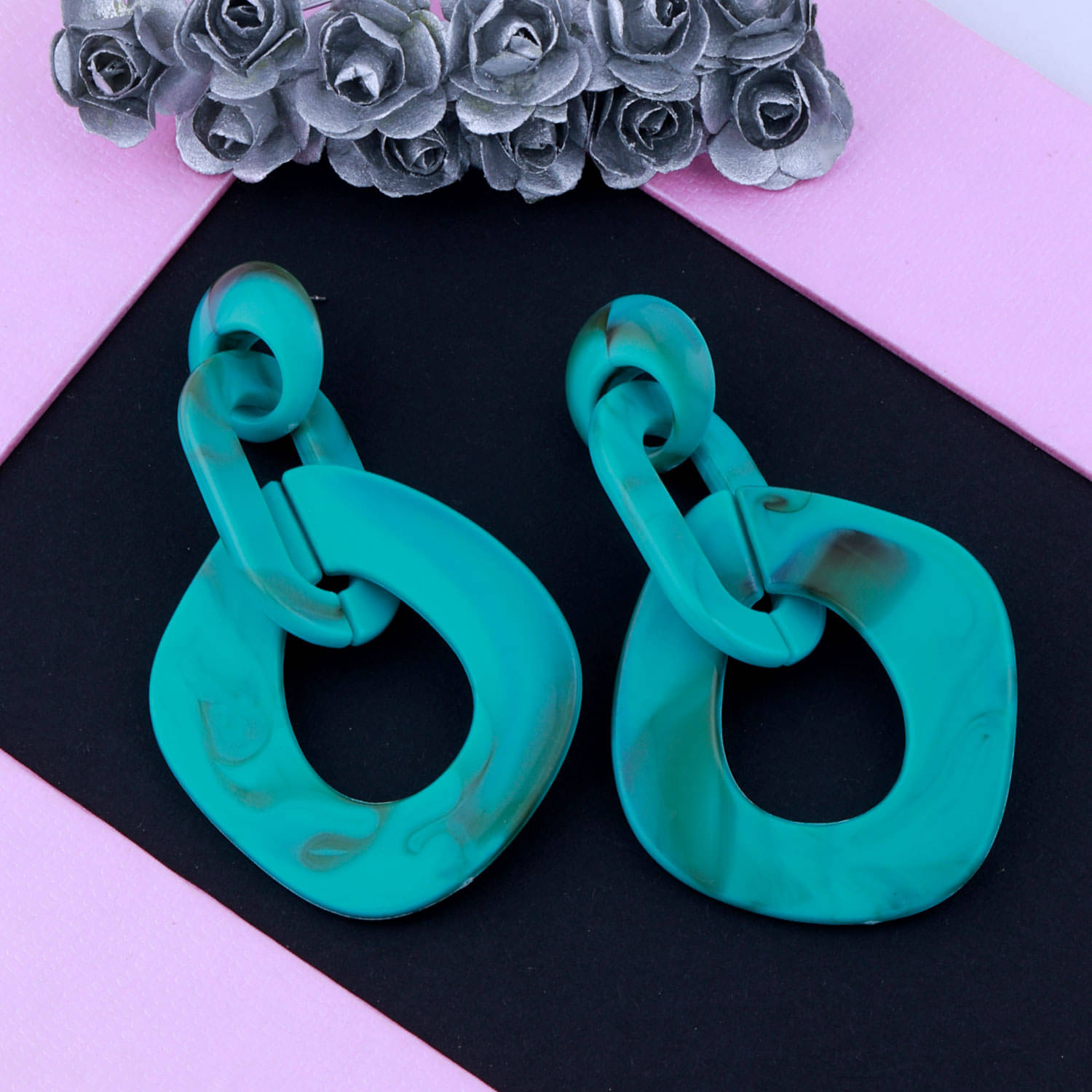 Silver Shine Elegant Ocean Blue Designer Partywear Earring For Girls And Women Jewellery Silver Shine Elegant Ocean Blue Designer Partywear Earring For Girls And Women Jewellery