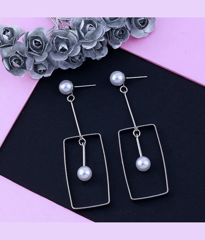 Silver Shine Silver Plated Uique Designer Partywear Pearl Drop Earring for Girls and Women - Earrings | Buy online on ZillyBuy