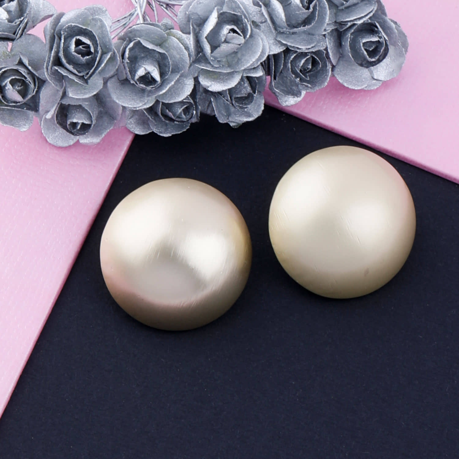 Silver Shine Stunning Gold Polished simple Stud Earring For Girls And Women - Earrings | Buy online on ZillyBuy
