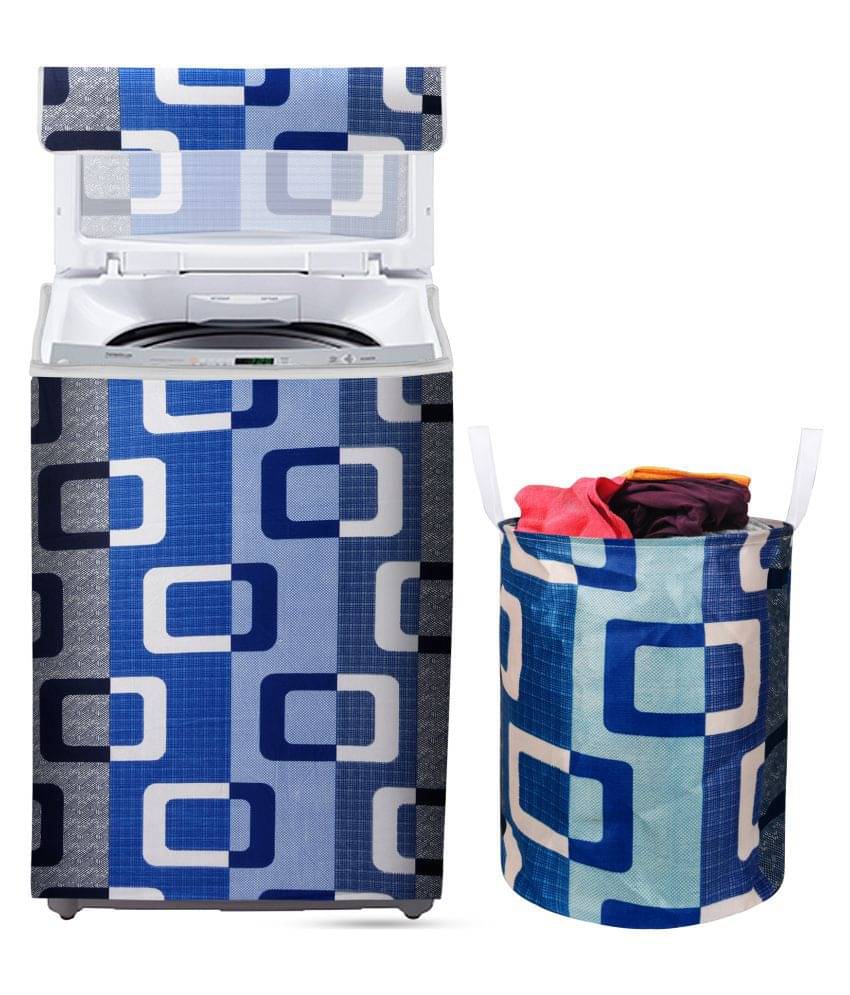     			E-Retailer Set of 2 Polyester Blue Washing Machine Cover for Universal 8 kg Top Load