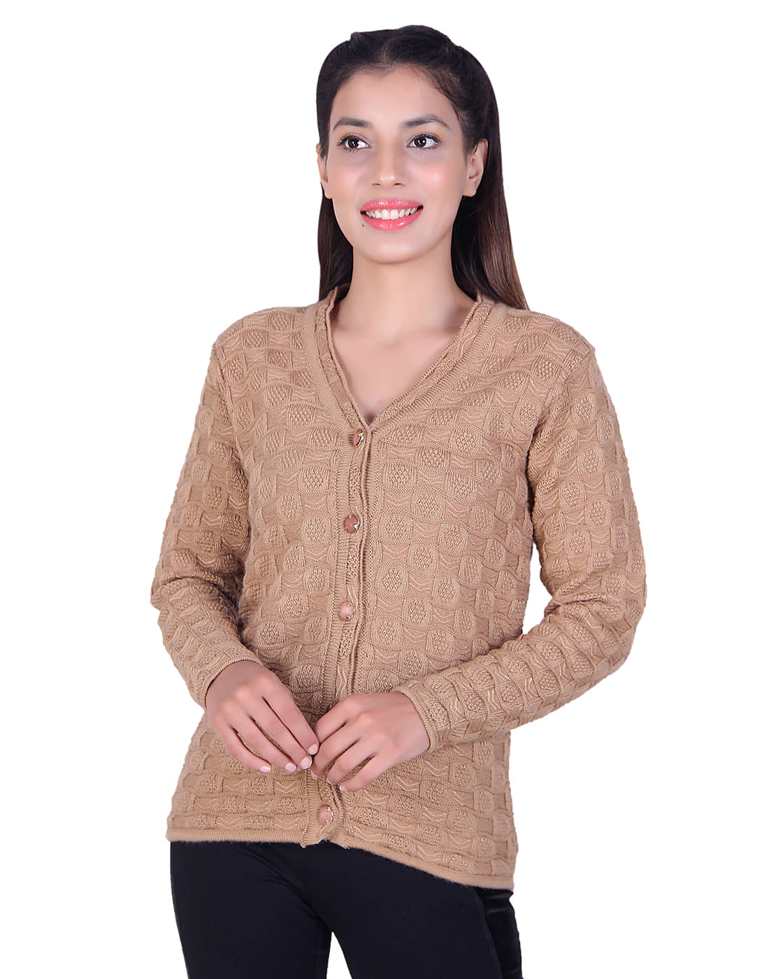 Ogarti Acrylic Round Neck Women's Cardigans Dress - Grey ( Single )