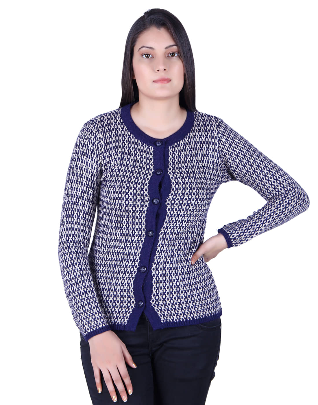 Ogarti Acrylic Navy Cardigans Dress