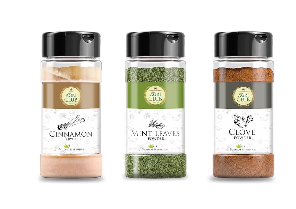     			Agri Club Cinnamon Powder 100g, Mint Leaves Powder 100g, Clove Powder 100g (Pack of 3)