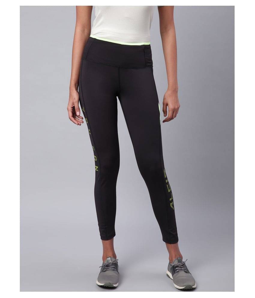     			Alcis Black Polyester Solid Tights