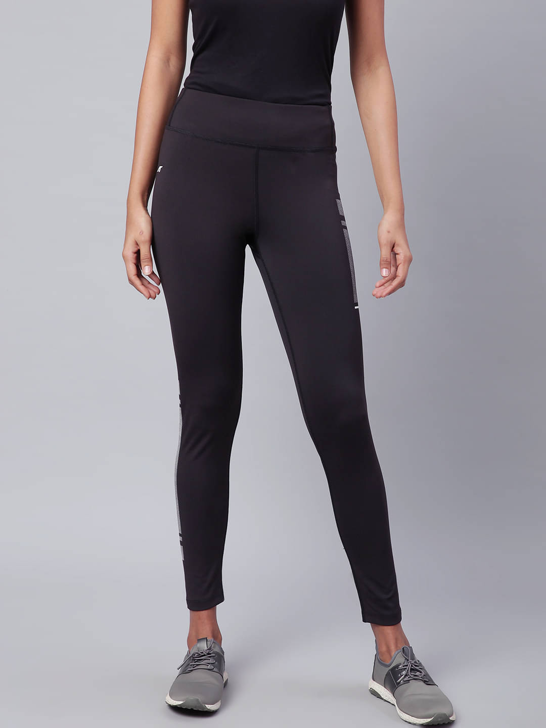     			Alcis Black Polyester Solid Tights
