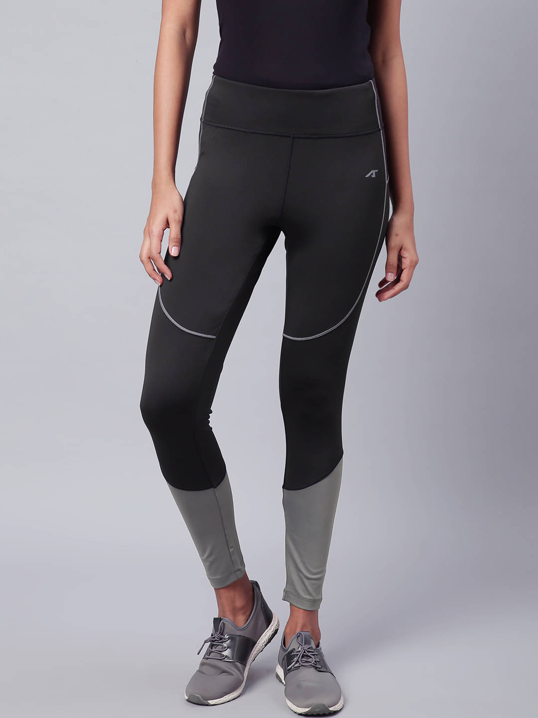     			Alcis Black Polyester Solid Tights