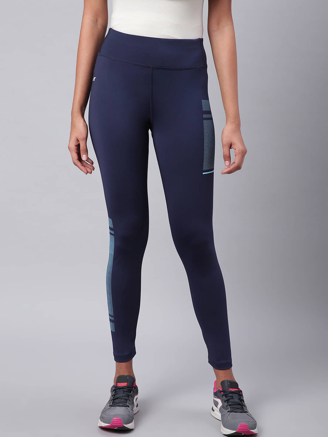    			Alcis Blue Polyester Solid Tights