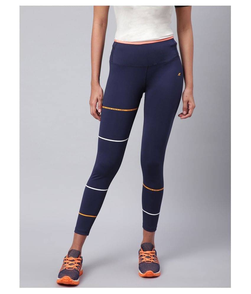     			Alcis Blue Polyester Stripes Tights