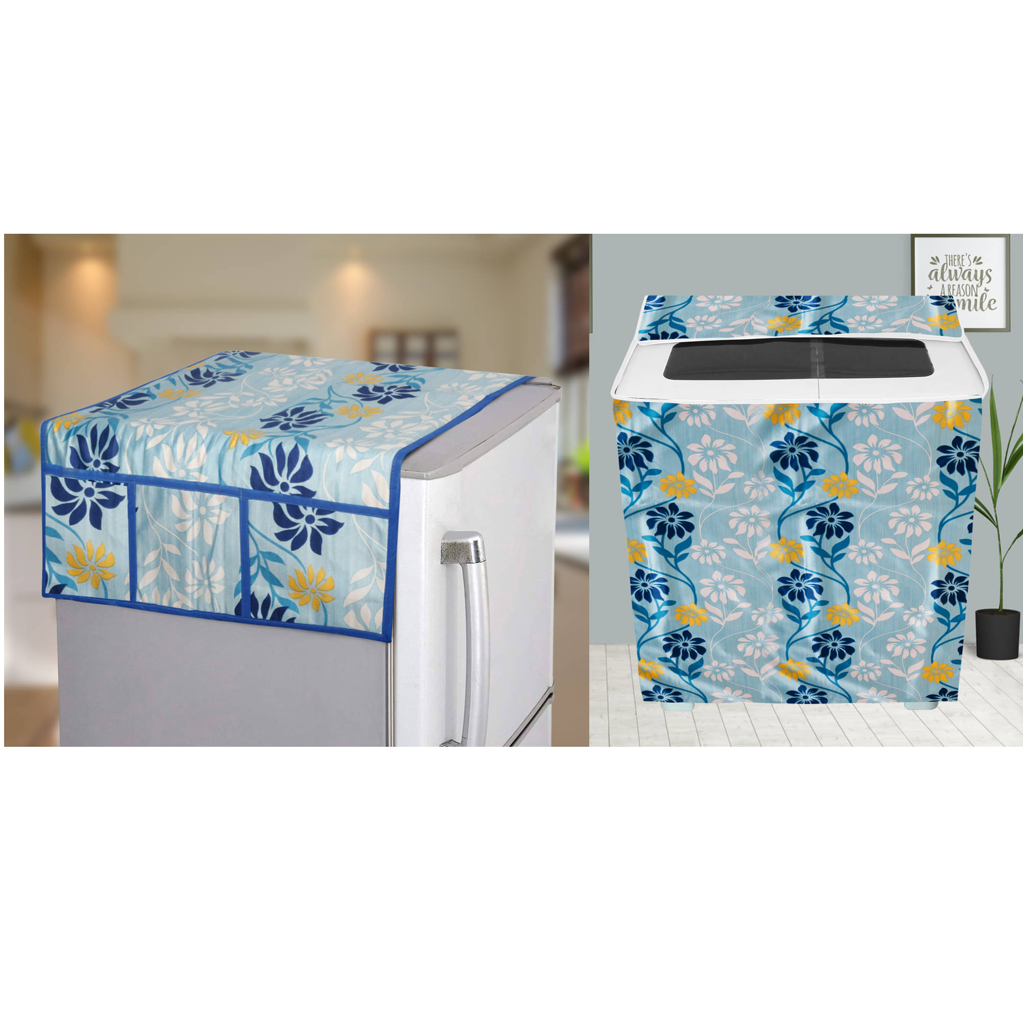     			E-Retailer Set of 2 Polyester Blue Washing Machine Cover for Universal Semi-Automatic