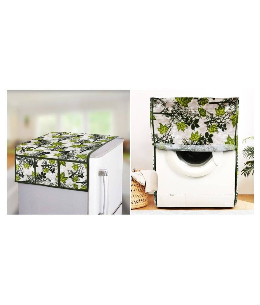 E-Retailer Set of 2 Polyester Green Washing Machine Cover for Universal Front Load E-Retailer Set of 2 Polyester Green Washing Machine Cover for Universal Front Load
