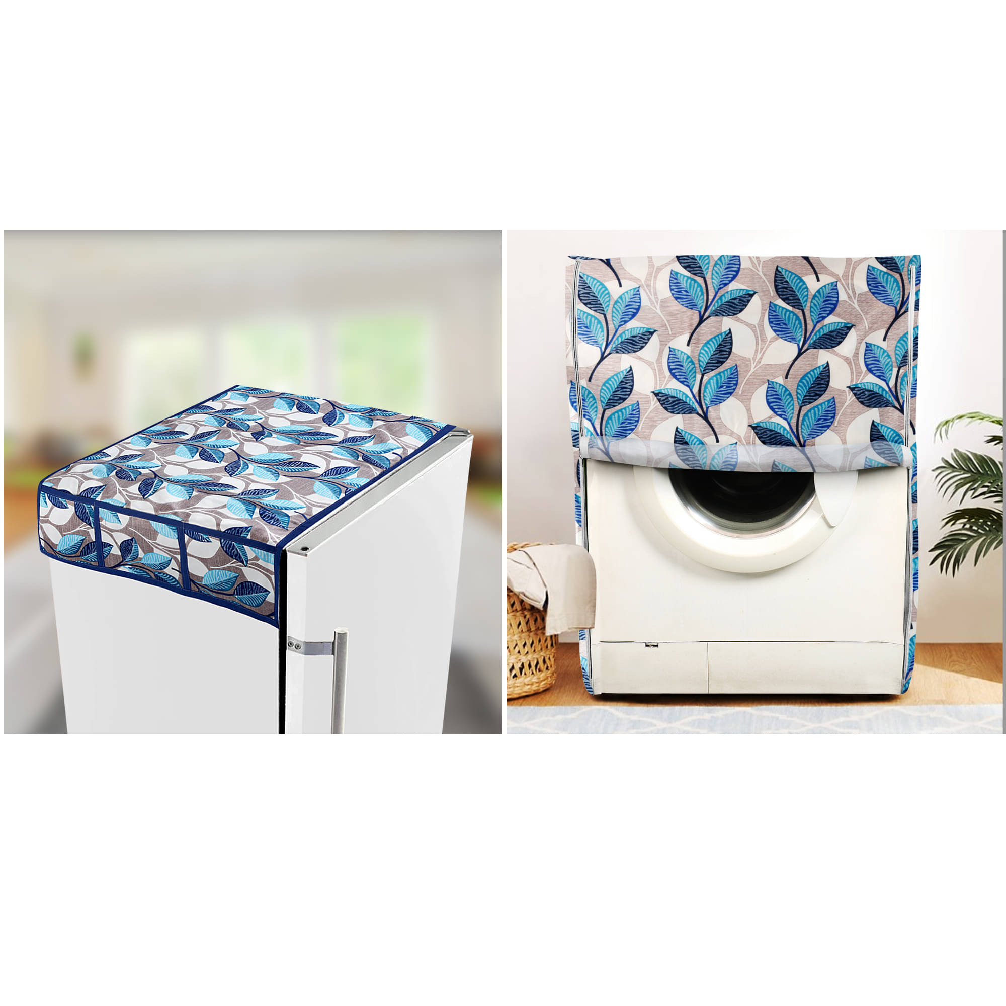     			E-Retailer Set of 2 Polyester Blue Washing Machine Cover for Universal Front Load