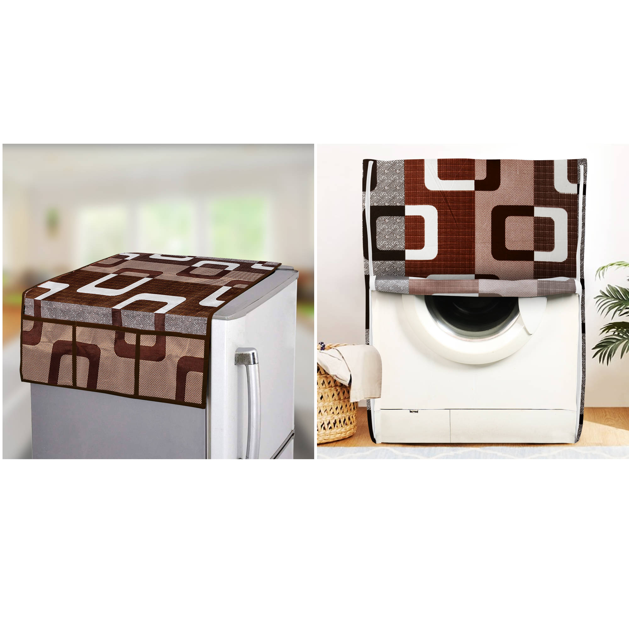 E-Retailer Set of 2 Polyester Brown Washing Machine Cover for Universal Front Load E-Retailer Set of 2 Polyester Brown Washing Machine Cover for Universal Front Load
