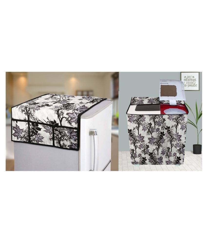 E-Retailer Set of 2 Polyester Black Washing Machine Cover for Universal Semi-Automatic E-Retailer Set of 2 Polyester Black Washing Machine Cover for Universal Semi-Automatic