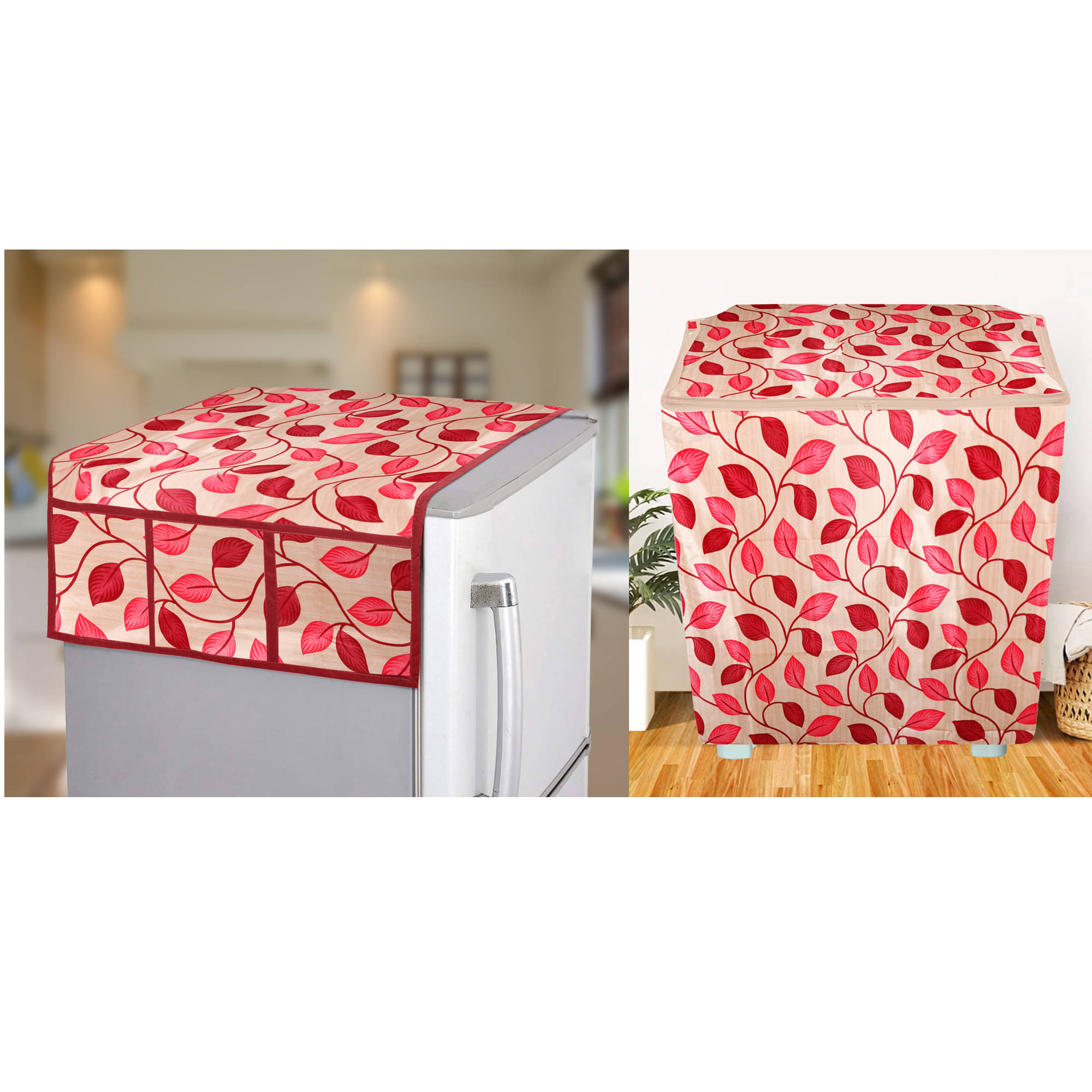 E-Retailer Set of 2 Polyester Red Washing Machine Cover for Universal Semi-Automatic E-Retailer Set of 2 Polyester Red Washing Machine Cover for Universal Semi-Automatic