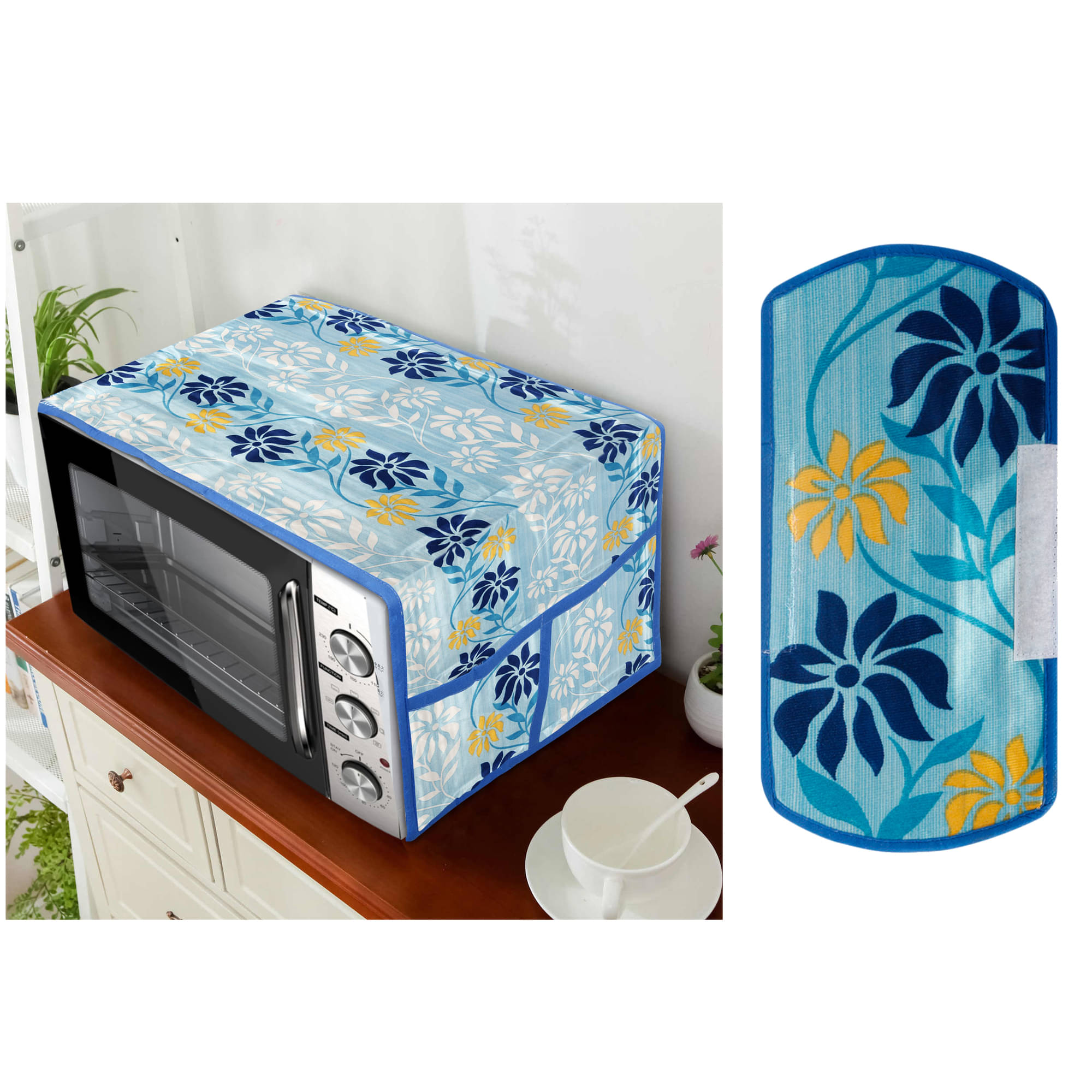 E-Retailer Set of 2 Polyester Blue Microwave Oven Cover - E-Retailer Set of 2 Polyester Blue Microwave Oven Cover -