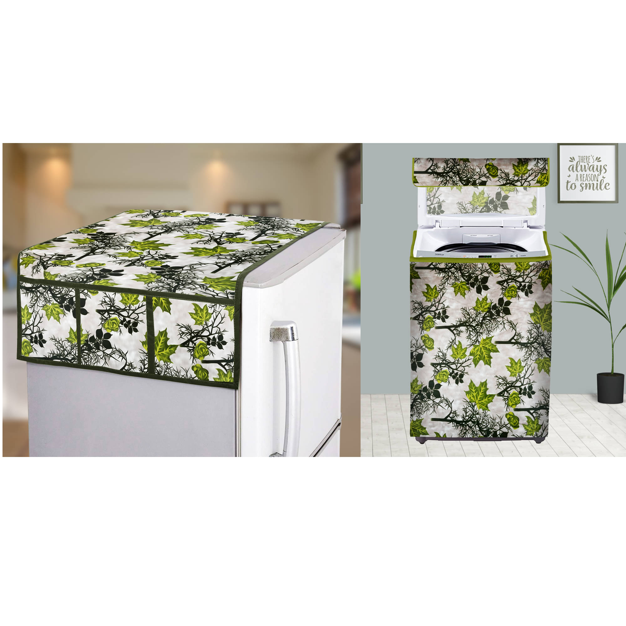 E-Retailer Set of 2 Polyester Green Washing Machine Cover for Universal Top Load E-Retailer Set of 2 Polyester Green Washing Machine Cover for Universal Top Load