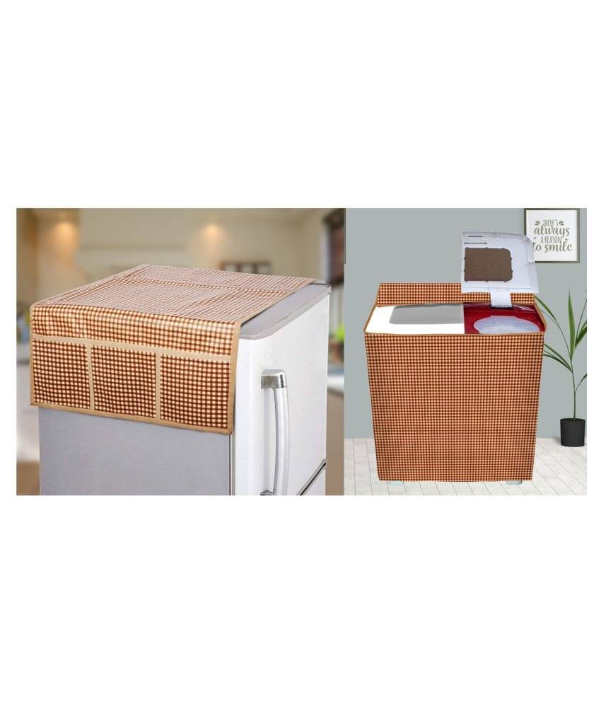 E-Retailer Set of 2 PVC Brown Washing Machine Cover for Universal Semi-Automatic E-Retailer Set of 2 PVC Brown Washing Machine Cover for Universal Semi-Automatic