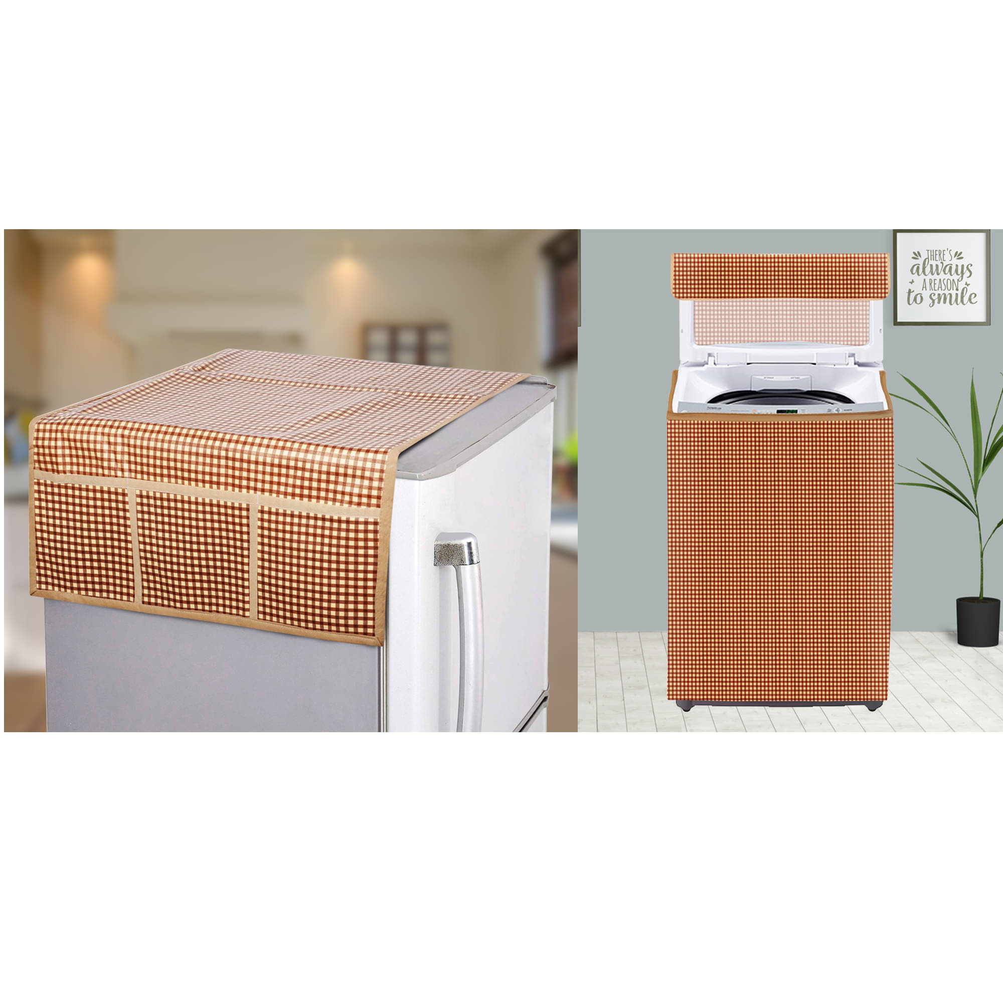     			E-Retailer Set of 2 PVC Brown Washing Machine Cover for Universal Top Load