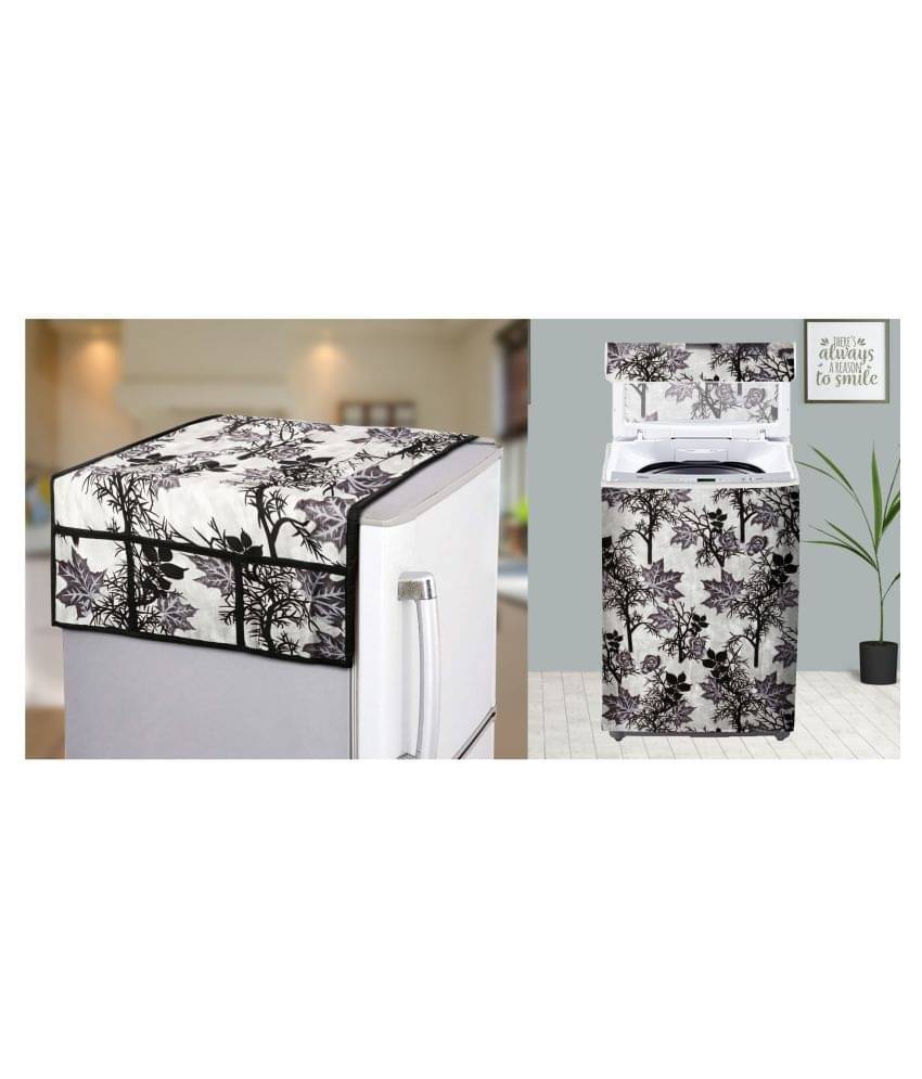     			E-Retailer Set of 2 Polyester Black Washing Machine Cover for Universal Top Load