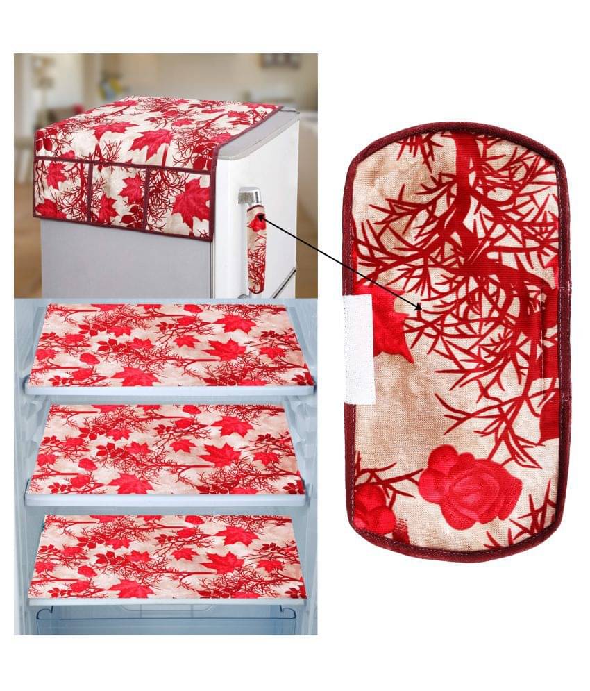 E-Retailer Set of 5 PVC Red Fridge Top Cover     			E-Retailer Set of 5 PVC Red Fridge Top Cover