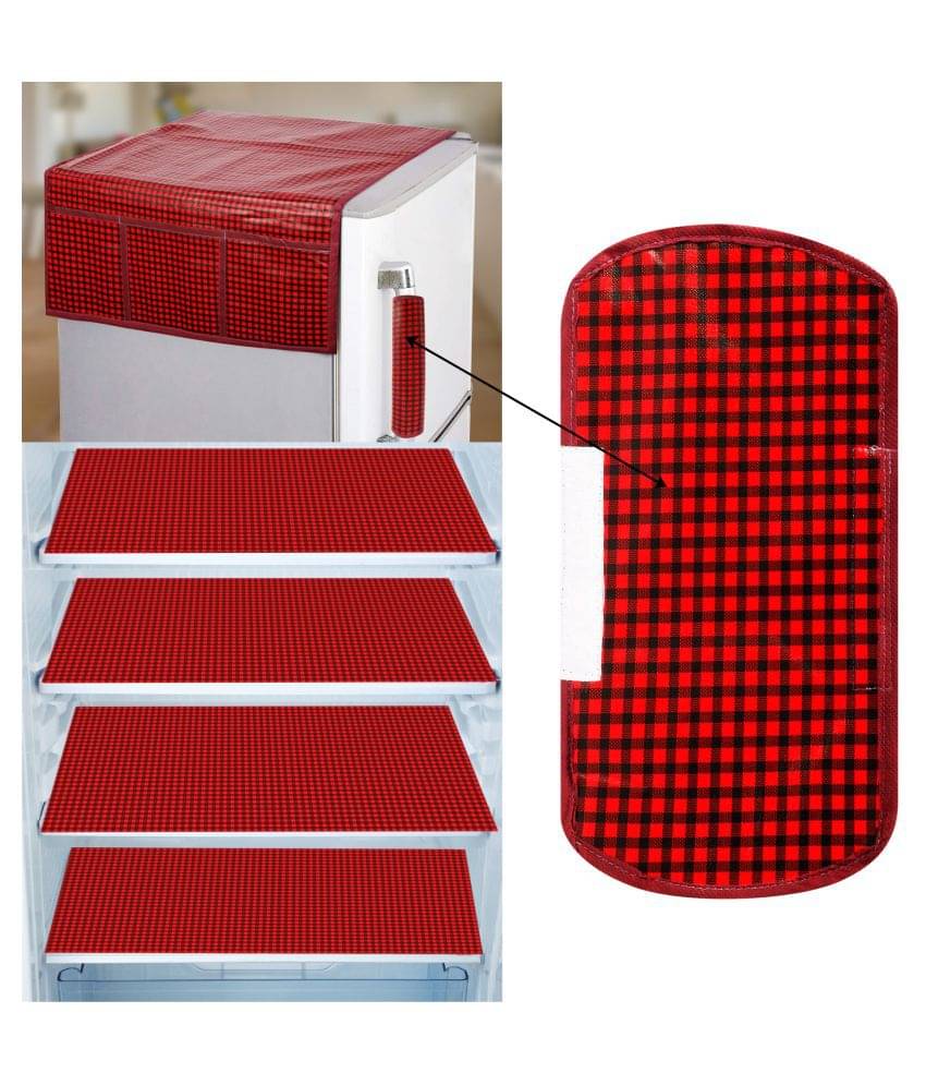 E-Retailer Set of 6 PVC Red Fridge Top Cover E-Retailer Set of 6 PVC Red Fridge Top Cover