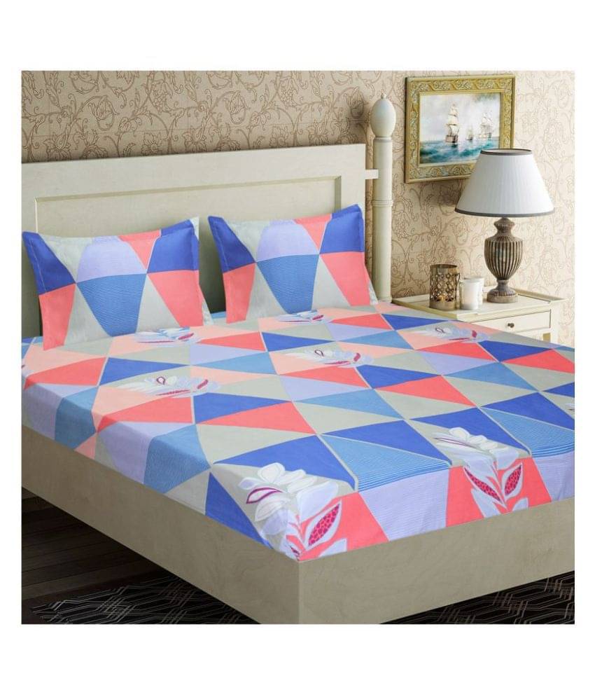 Home Candy Microfiber Abstract Double Bedsheet with 2 Pillow Covers- Blue Home Candy Microfiber Abstract Double Bedsheet with 2 Pillow Covers- Blue