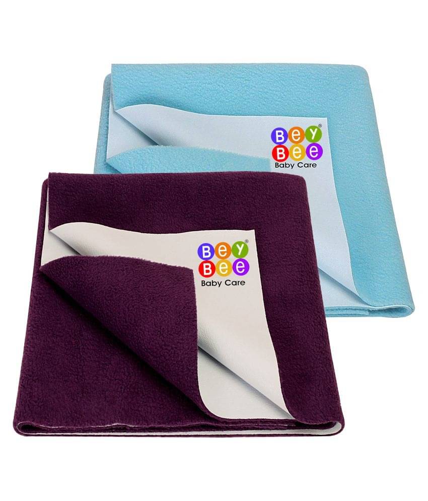     			BeyBee Water Resistant Bed Protector Baby Dry Sheet with Ultra absorbance (Plum/Sea Blue)