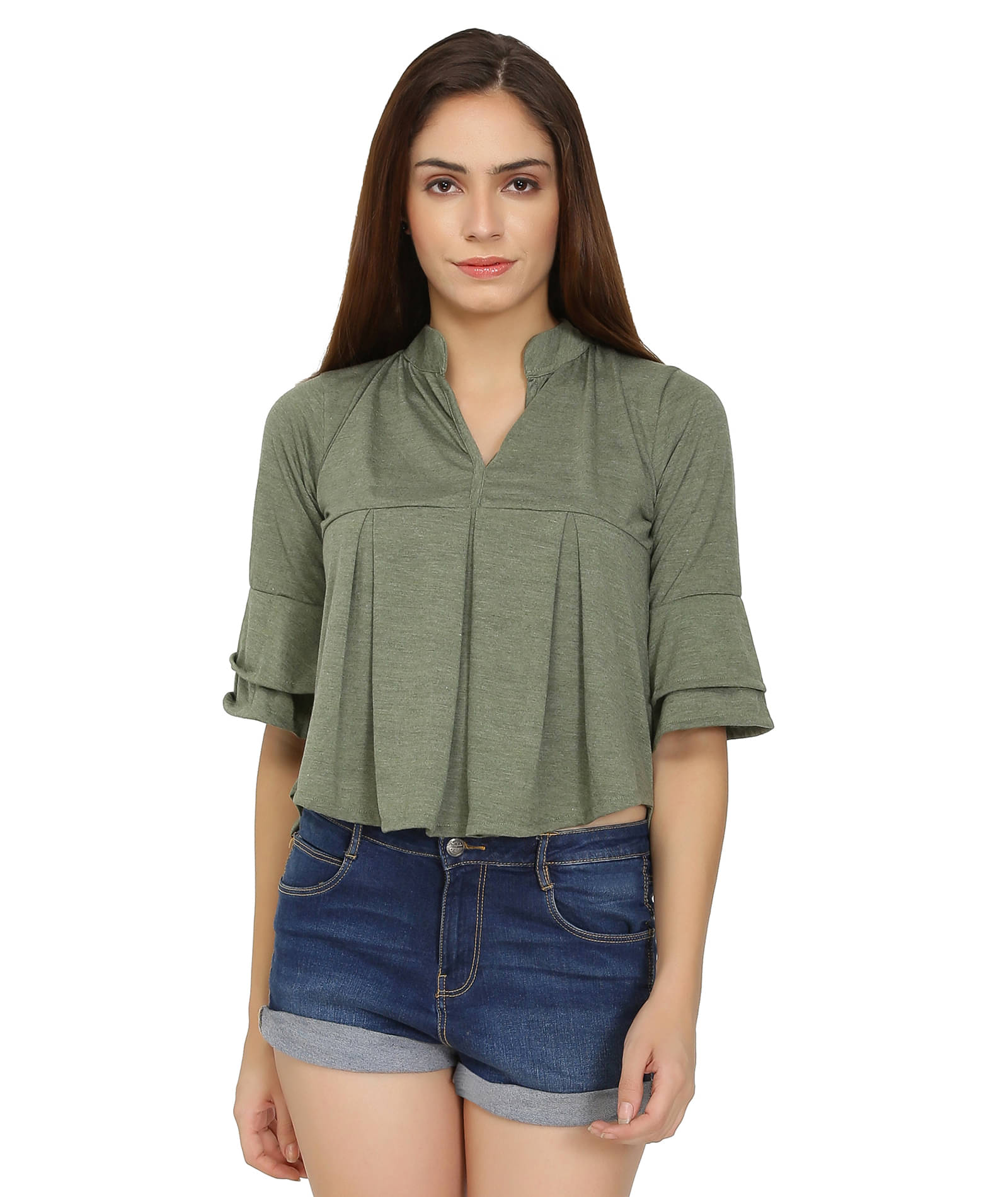 Chimpaaanzee Women's Viscose Regular Top ( Green ) Chimpaaanzee Women's Viscose Regular Top ( Green )