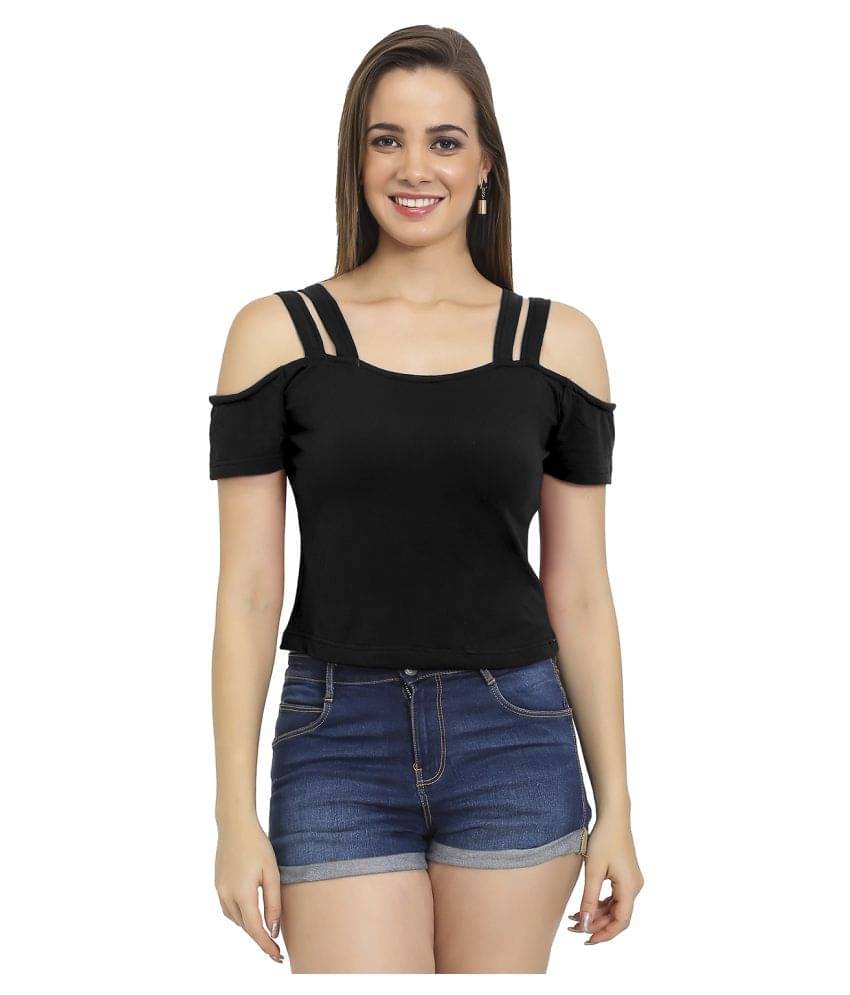 Chimpaaanzee Women's Viscose Crop Top ( Black ) Chimpaaanzee Women's Viscose Crop Top ( Black )