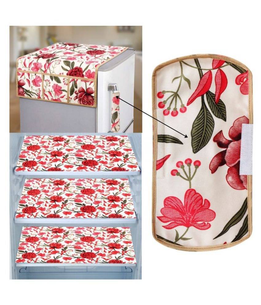     			E-Retailer Set of 5 PVC Red Fridge Top Cover