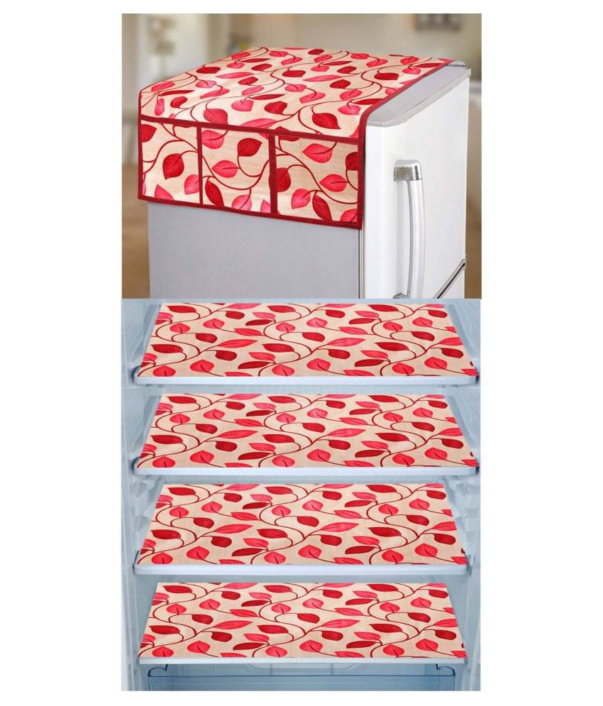 E-Retailer Set of 5 PVC Red Fridge Top Cover E-Retailer Set of 5 PVC Red Fridge Top Cover