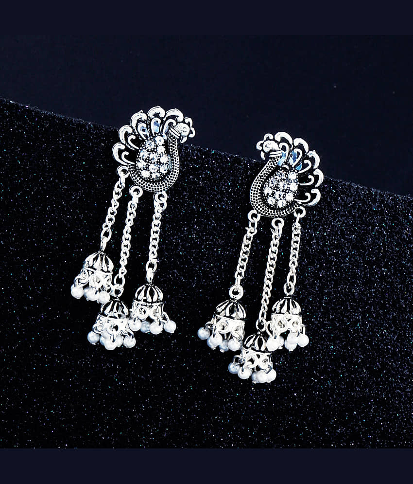 Silver Shine - Silver Jhumki Earrings ( Pack of 1 ) - Earrings | Buy online on ZillyBuy
