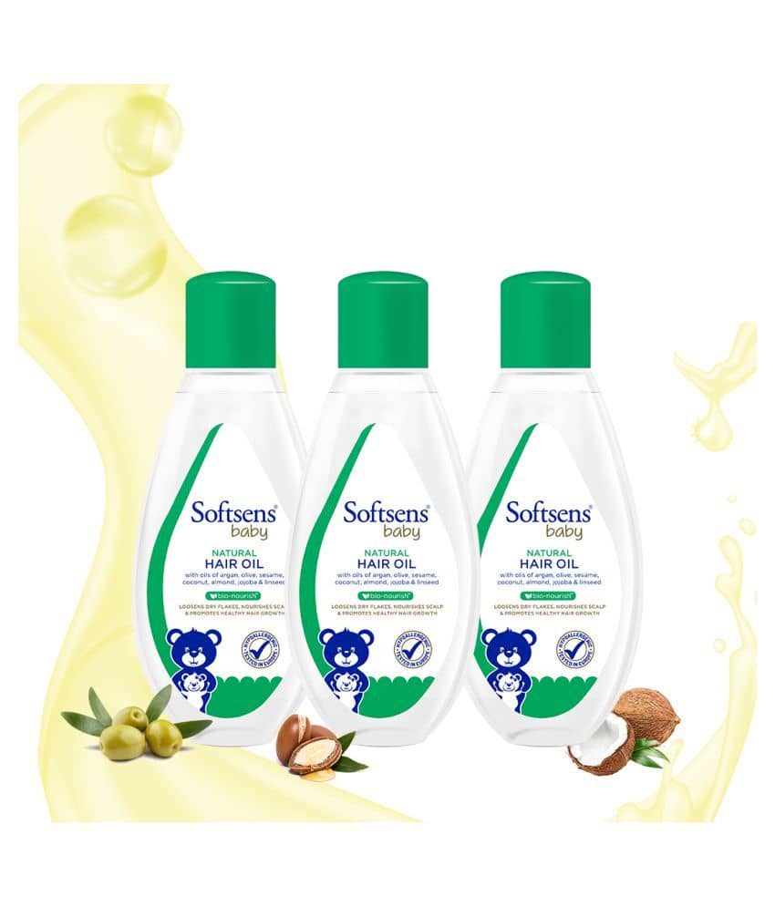 Softsens Baby Natural Hair Oil Enriched With Natural Oils of Argan 100ml, Pack of 3