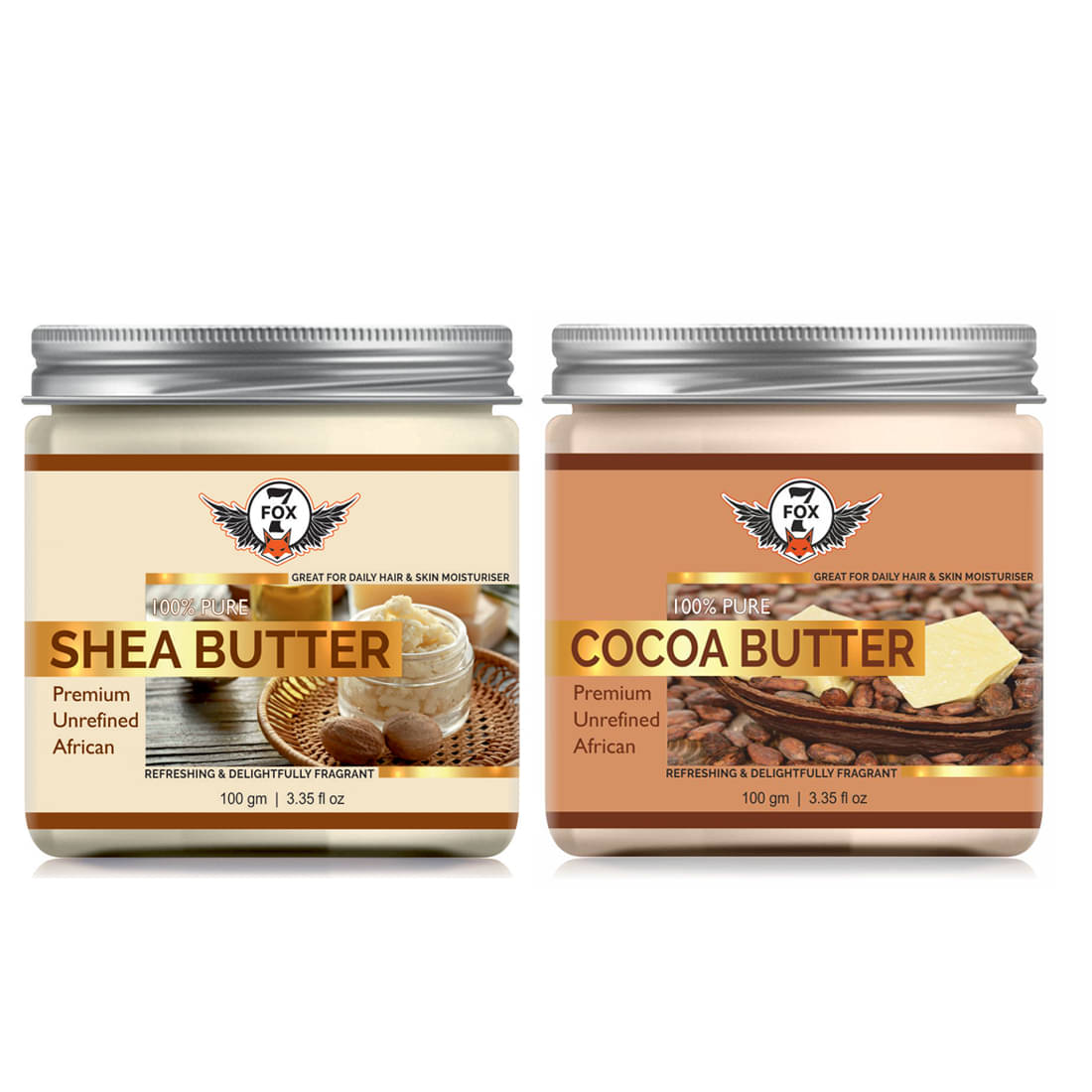     			7 FOX Natural & Organic Shea Butter & Cocoa Butter For Body, Face Moisturizer 200 gm Pack of 2