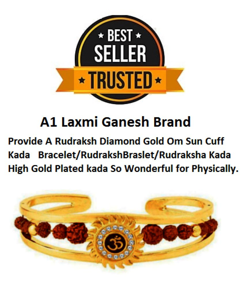 A1 Laxmi Ganesh Brand Provide A 100% Provide A Rudraksh Diamond Gold Om Sun Cuff Kada Bracelet/Rudraksh Braslet/Rudraksha Kada A1 Laxmi Ganesh Brand Provide A 100% Provide A Rudraksh Diamond Gold Om Sun Cuff Kada Bracelet/Rudraksh Braslet/Rudraksha Kada