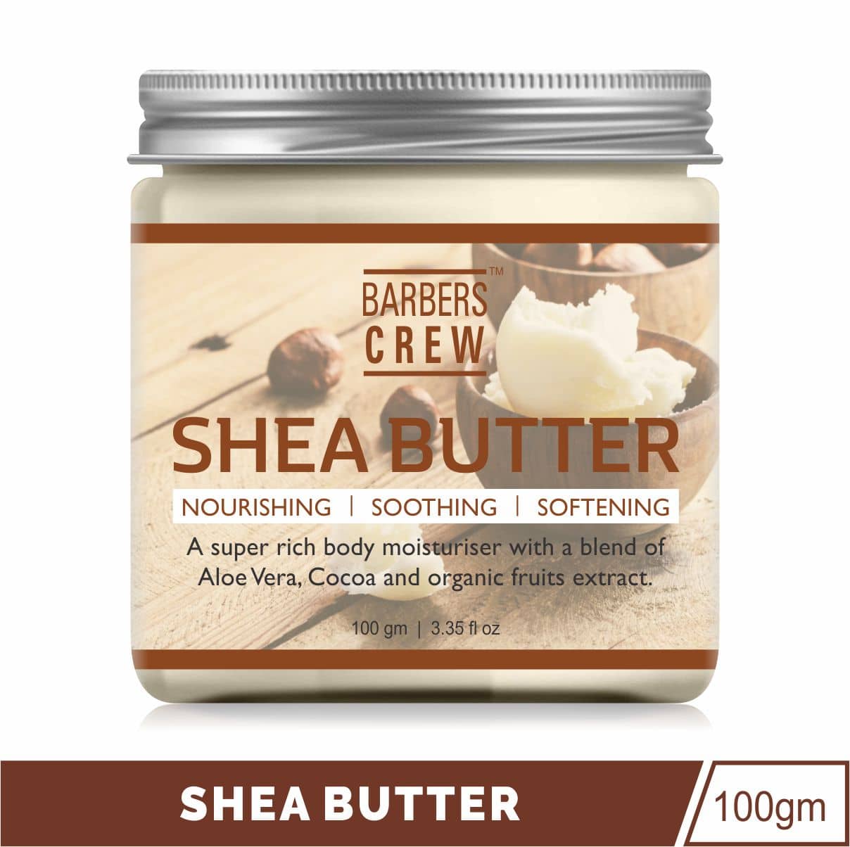 Barbers Crew 100% Pure Organic Ivory Shea Butter|Raw| Great For Face, Skin,Body,Lips Moisturizer 100 gm