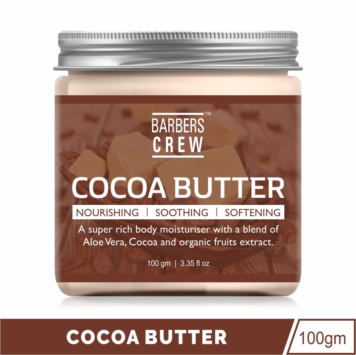     			Barbers Crew Natural & Organic Cocoa Butter For Skin, Body, Face & Lips Moisturizer 100 gm