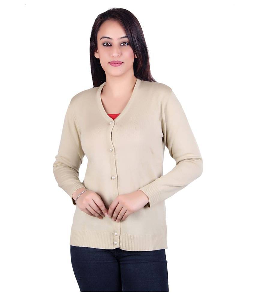     			Ogarti Acrylic Beige Buttoned Cardigans