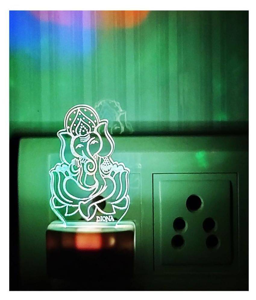     			DIONA Night Lamp Ganpati 3D Illusion Multi Color Changing LED Night Light