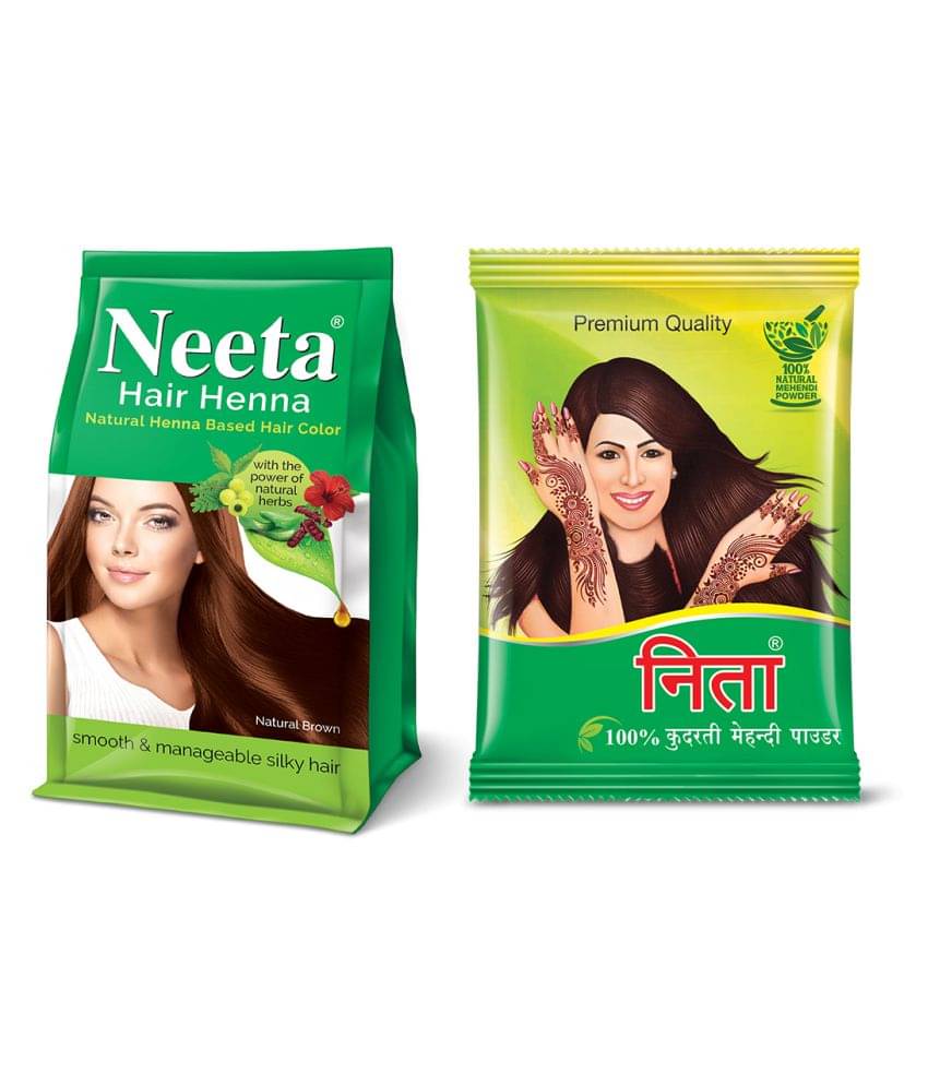     			Neeta Hair Henna for Hair Colour Natural Brown 125g and 100% Natural Mehendi Powder for Hair, Hand & Feet 500g