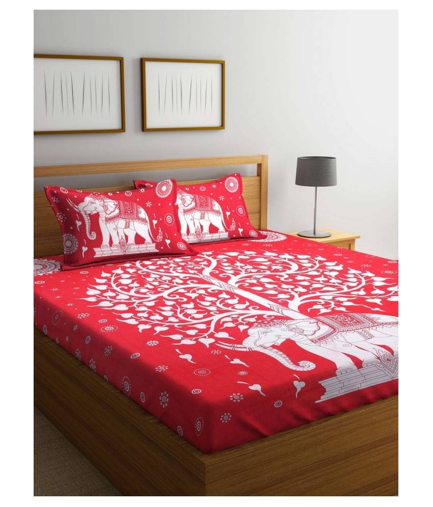     			Uniqchoice Cotton Queen Bedsheet ( Red )