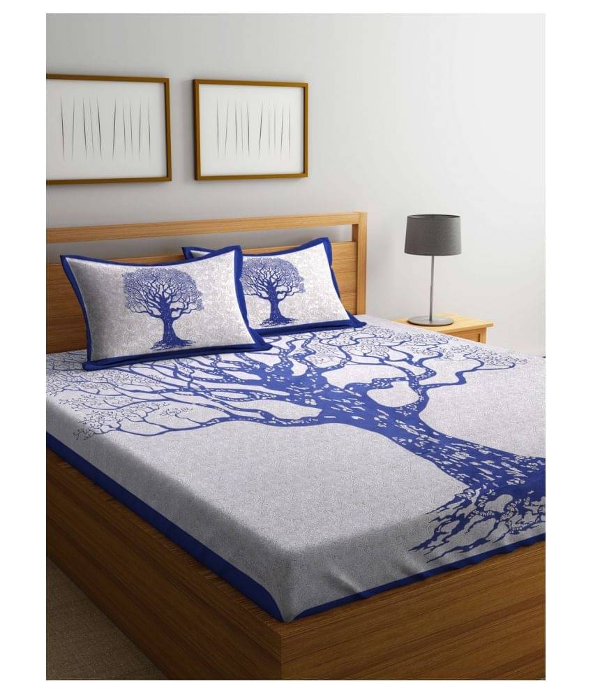     			Uniqchoice Cotton Queen Bedsheet ( Blue )