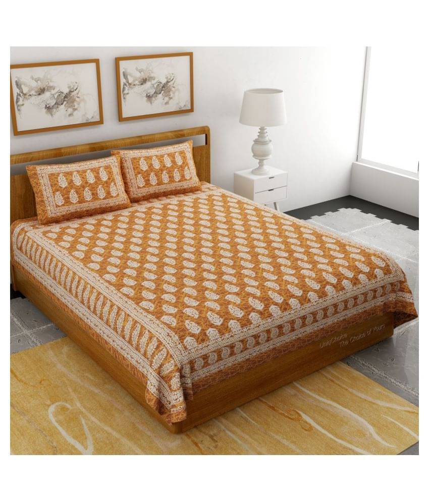     			Uniqchoice Cotton Queen Bedsheet ( Yellow )