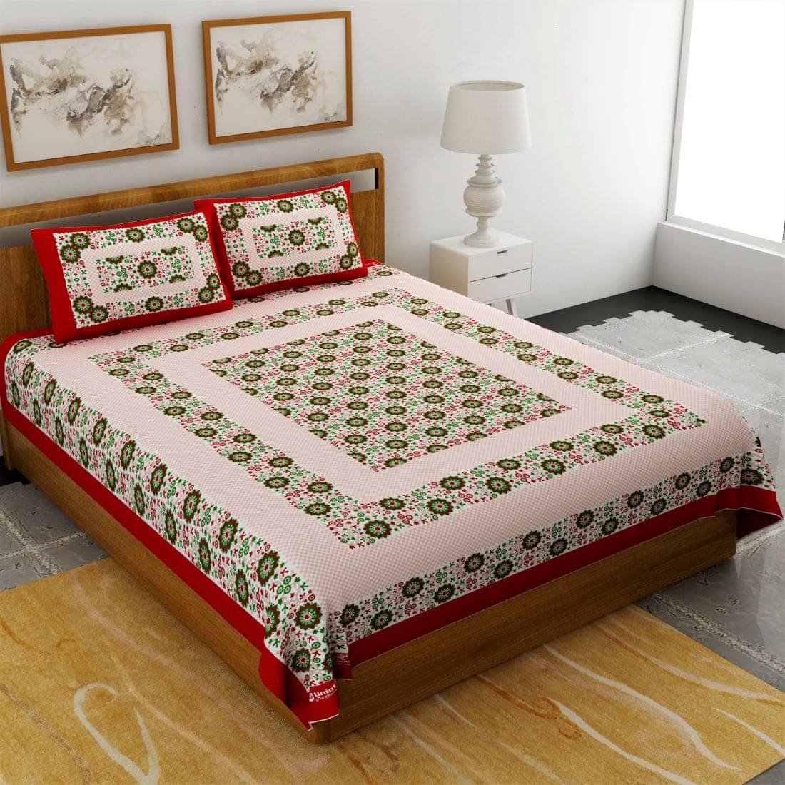     			Uniqchoice Cotton Queen Bedsheet ( Red )