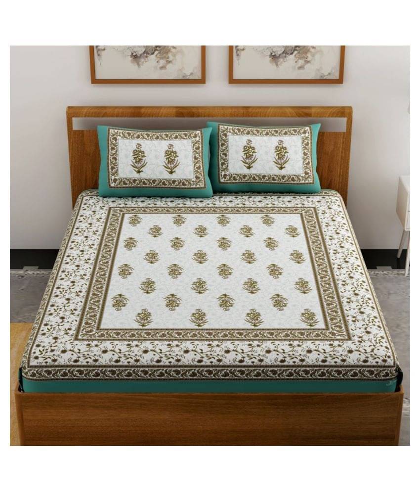 Uniqchoice Cotton Queen Bedsheet ( Turquoise ) Uniqchoice Cotton Queen Bedsheet ( Turquoise )
