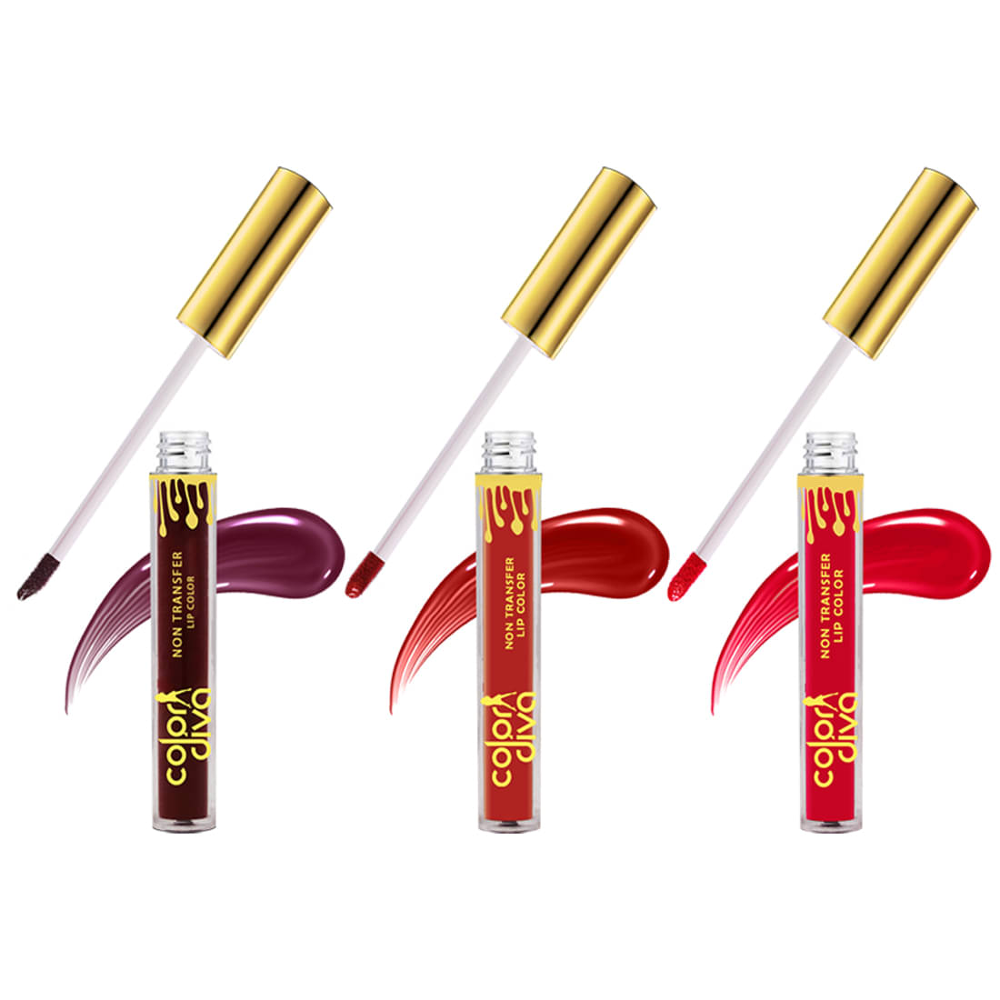 COLOR DIVA Non Transfer Matte Liquid Lipstick, Wine Bery, Life Red, Cardinal Red, 6ml Pack of 3 COLOR DIVA Non Transfer Matte Liquid Lipstick, Wine Bery, Life Red, Cardinal Red, 6ml Pack of 3