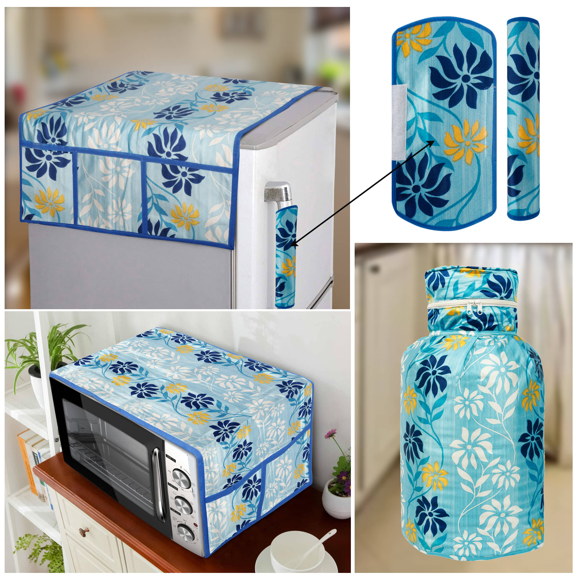 E-Retailer Set of 5 Polyester Blue Fridge Top Cover E-Retailer Set of 5 Polyester Blue Fridge Top Cover