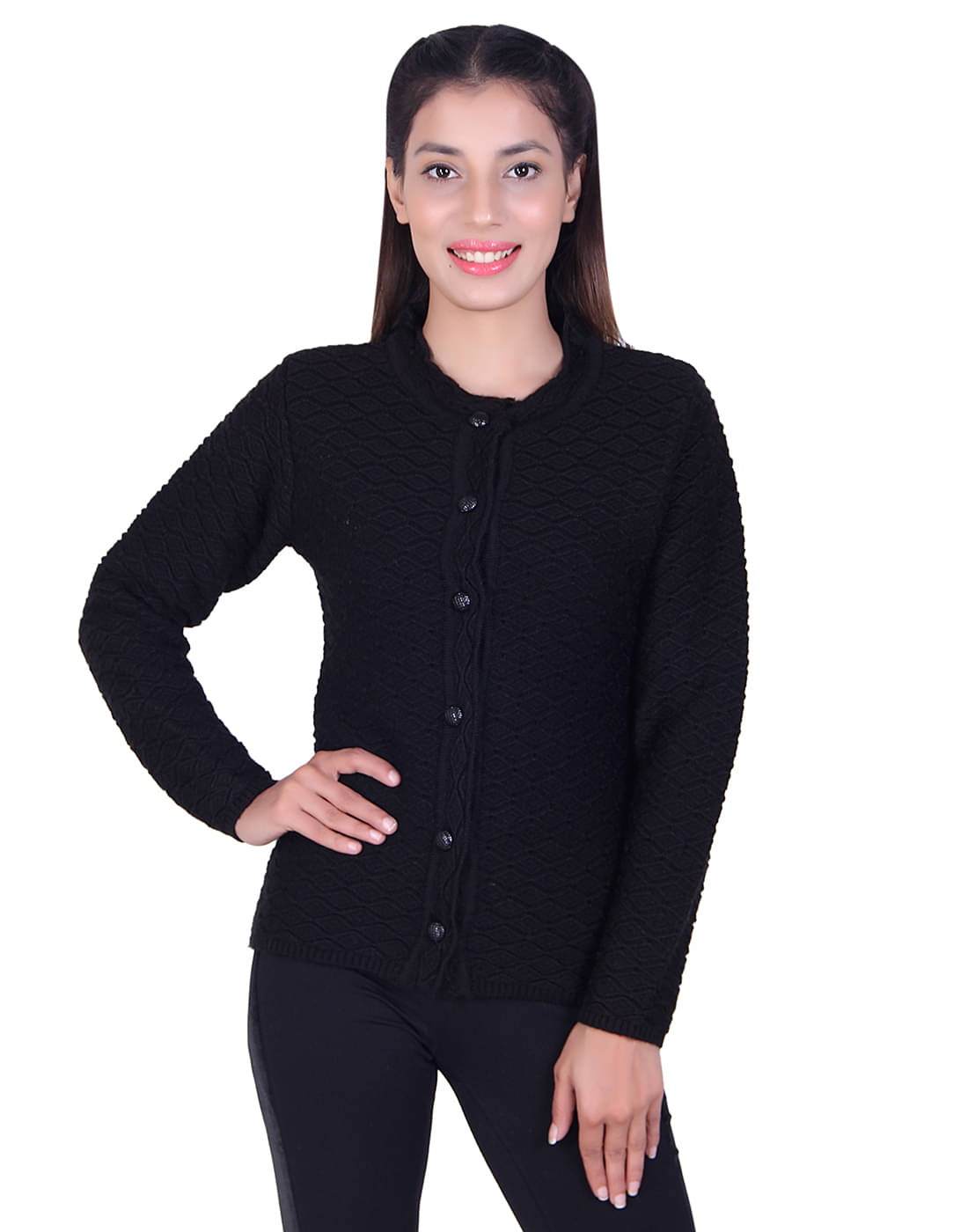 Ogarti Acrylic Black Buttoned Cardigans Ogarti Acrylic Black Buttoned Cardigans